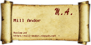 Mill Andor névjegykártya